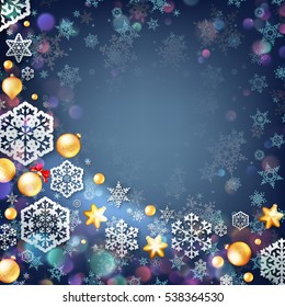 Christmas blue background with baubles. EPS 10 vector file included