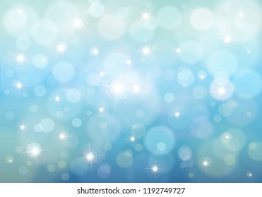 Christmas blue background with bright snowflakes