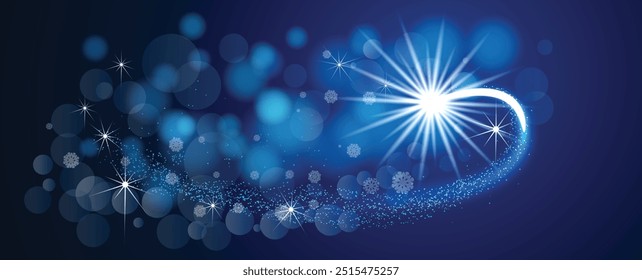  Christmas Blue Background With Bright Star