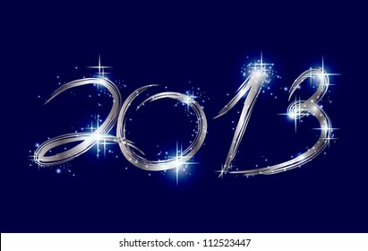 Christmas blue background with glow 2013. Vector illustration