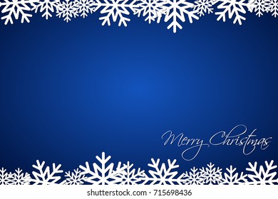 Christmas blue background lined snowflakes, simple holiday card, Merry Christmas