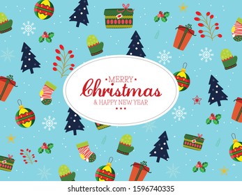 Christmas blue background with pattern style