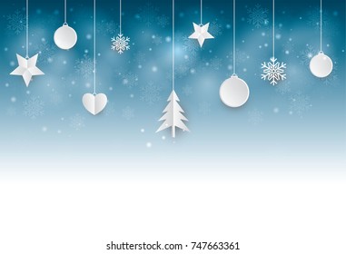 Christmas blue background with snow, Vector illustration