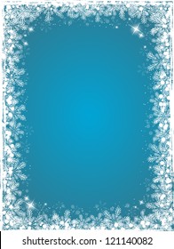Christmas blue background with snowflakes