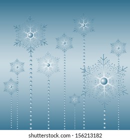 Christmas blue background with snowflakes.