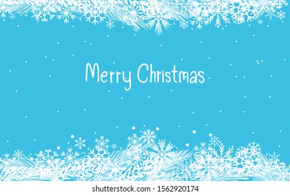Christmas blue background with snowflakes.