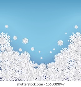 Christmas Blue Background with Snowflakes
