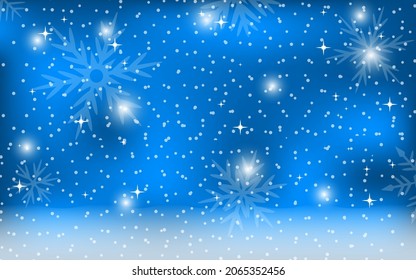 Christmas blue background with snowflakes. 