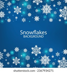 Christmas blue background with snowflakes