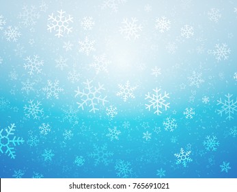 Christmas blue background with snowflakes