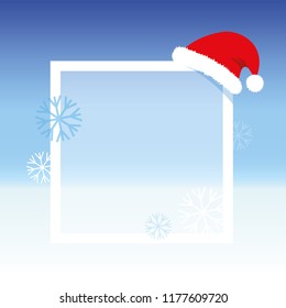 christmas blue background with snowflakes and christmas cap vector illustration EPS10