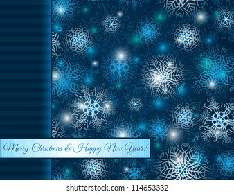 christmas blue background with snowflakes,  vector illustration