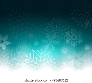 Christmas blue background with snowflakes, vector illustration