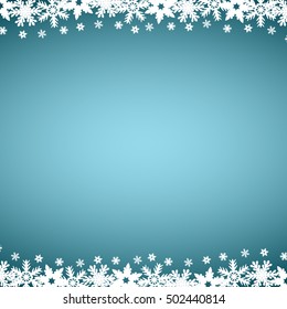 Christmas blue background with snowflakes, vector illustration