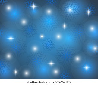 Christmas blue background with snowflakes, vector illustration