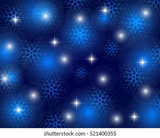 Christmas blue background with snowflakes, vector illustration