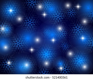 Christmas blue background with snowflakes, vector illustration