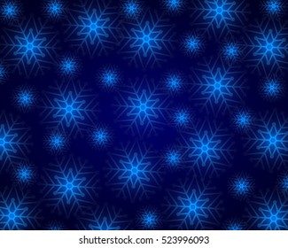 Christmas blue background with snowflakes, vector illustration