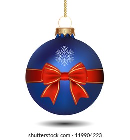 Christmas blue ball with bow