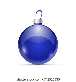Christmas blue ball isolated on white background - vector