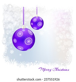 Christmas blue ball with a pattern of snowflakes on a blue background. Vector illustration.