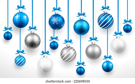 Christmas Blue Balls. Vector