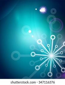 Christmas blue color abstract background with white transparent snowflakes. Holiday winter template, New Year layout