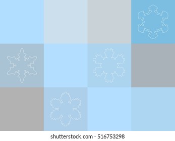 Christmas blue colored seamless pattern with snowflake outlines