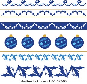 Christmas blue design elements with balls and snowflakes
