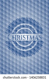 Christmas blue emblem with geometric pattern. Vector Illustration. Detailed.