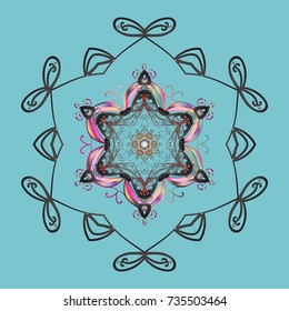 Christmas blue, gray and neutrals. Vector illustration. Magic blue, gray and neutral holiday abstract background with star and falling snowflakes.