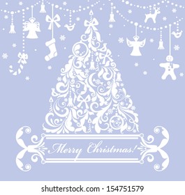 Christmas blue greeting card