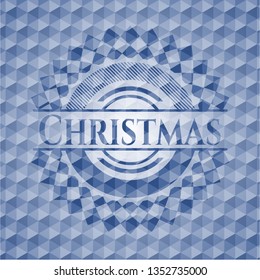 Christmas blue hexagon emblem.