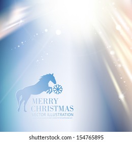Christmas blue light over sky, abstract background. Vector illustration.