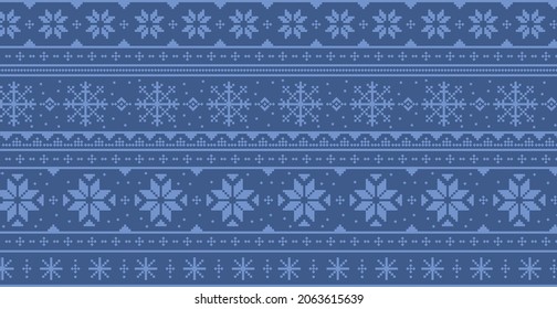 Christmas blue panoramic background with drawings and patterns of the holiday - Vector illustration