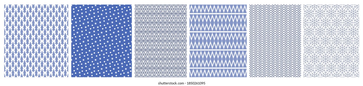 Christmas blue pattern. Set of backgrounds. Vector illustration