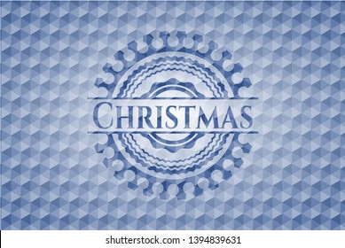 Christmas blue polygonal emblem. Vector Illustration. Detailed.