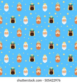 Diseño navideño de patrón ininterrumpido con los tres reyes de oriente