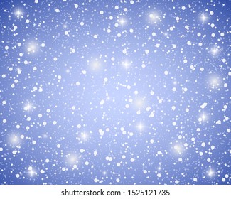 Christmas blue shiny background with snowflakes and lens flare.