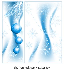 Christmas blue snowy background with snowflakes