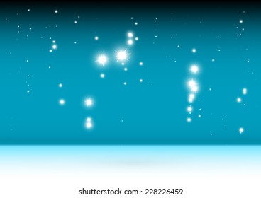 Christmas blue sparkles falling vector 3D template - Vector Christmas blue glittering  background illustration