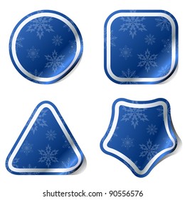 Pegatinas azules de Navidad con patrón de copos de nieve.