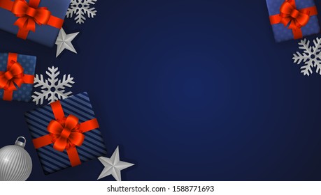 christmas blue vector abstract background ideal for various user design with gift boxes snowflakes happy vacation star party abstract holiday background scene ball red space ceremony dark christmas ce