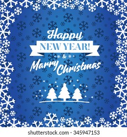 Christmas blue vector background. Card or invitation.