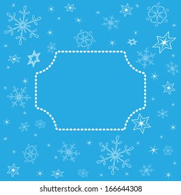 christmas blue vector background with center frame