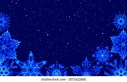 Fondo vectorial azul de Navidad con copos de nieve blancos. Cubierta. Textura de nevada. ¡Feliz Navidad! Dibujo manual de ilustración abstracta para portada, banner, afiche y otros usuarios. Plantilla de nieve de lujo.