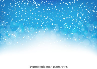 Christmas blue vector illustration background snow bokeh