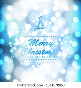 Christmas blue vector illustration background snow bokeh