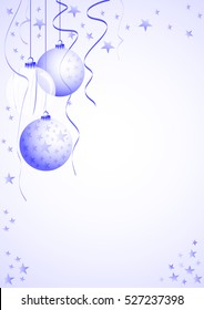 Christmas - blue and white background with border of balls and stars