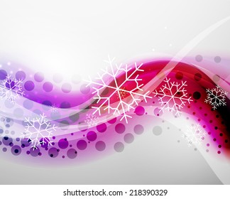 Christmas blur wave and snow abstract background